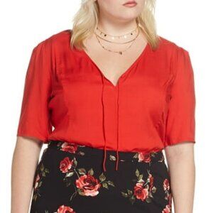 BP X Claudia Sulewski Tie Neck Red Polish Top XL